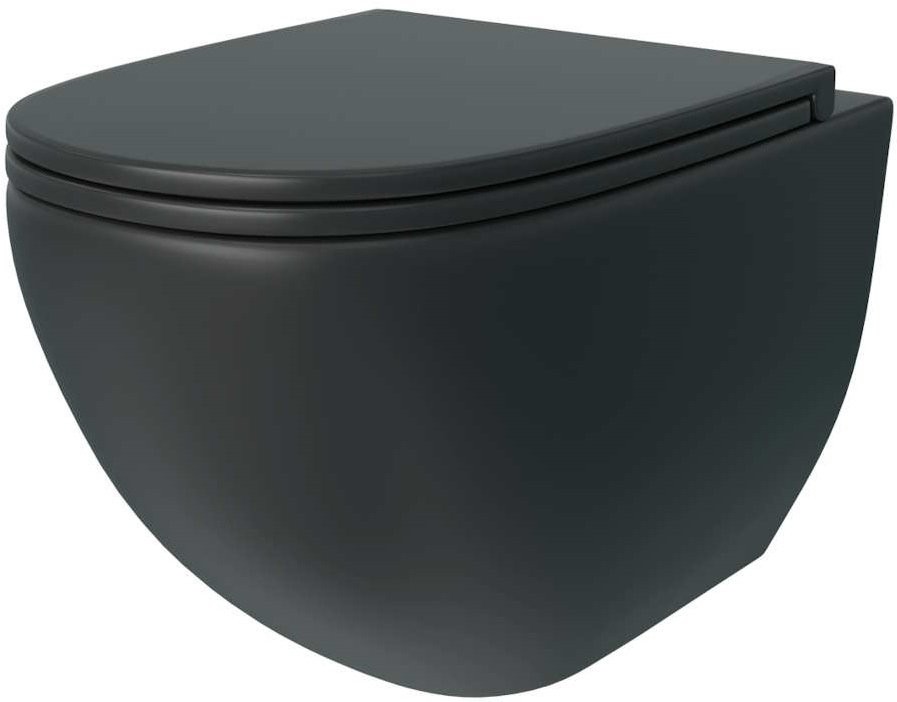 Унитаз подвесной Teymi Lina S T40111 с микрофлитом, безободковый, черный