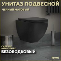 Унитаз подвесной Teymi Lina S T40111 с микрофлитом, безободковый, черный