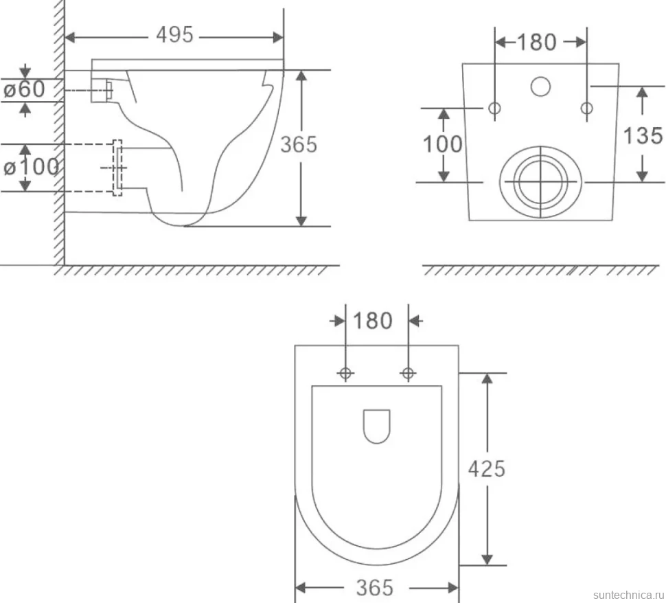 Унитаз подвесной Teymi Lina S T40111 с микрофлитом, безободковый, черный
