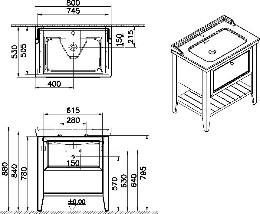 Мебель для ванной комнаты VitrA Valarte 80 стальной синий