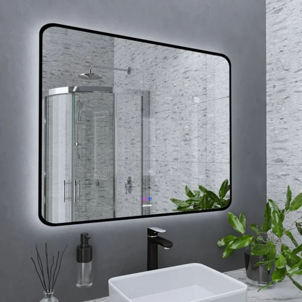 Зеркало Grossman Elegans-норма Black 100 с подсветкой, с антизапотевателем