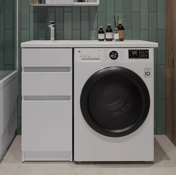 Тумба под раковину Orange Sistema 40 L белый глянец, с ящиками, под стиральную машину