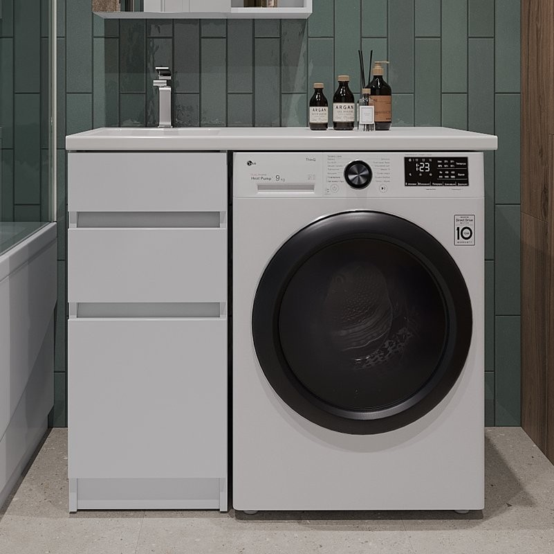 Тумба под раковину Orange Sistema 40 L белый глянец, с ящиками, под стиральную машину