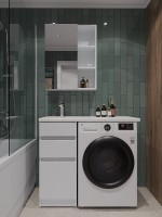 Тумба под раковину Orange Sistema 40 L белый глянец, с ящиками, под стиральную машину