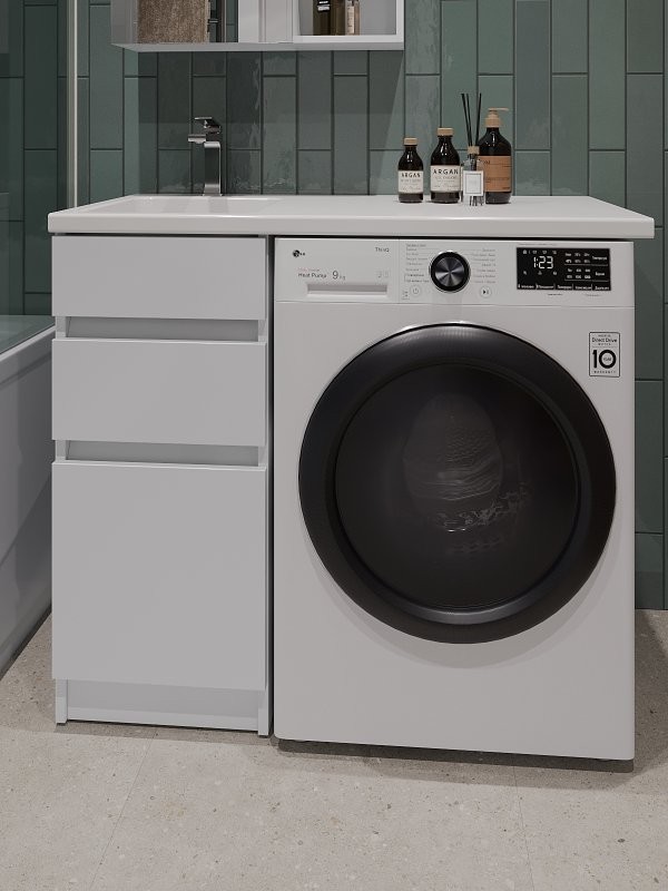 Тумба под раковину Orange Sistema 40 L белый глянец, с ящиками, под стиральную машину