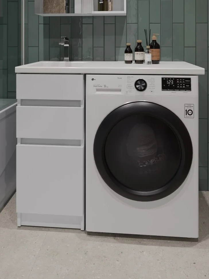 Тумба под раковину Orange Sistema 40 L белый глянец, с ящиками, под стиральную машину