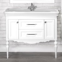 Тумба с раковиной ValenHouse Эстетика 100, белая, подвесная, ручки хром, раковина Модерн