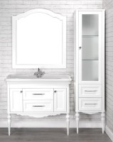 Тумба с раковиной ValenHouse Эстетика 100, белая, подвесная, ручки хром, раковина Модерн