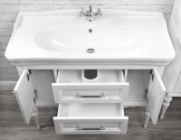 Тумба с раковиной ValenHouse Эстетика 100, белая, подвесная, ручки хром, раковина Модерн