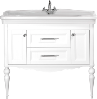 Тумба с раковиной ValenHouse Эстетика 100, белая, подвесная, ручки хром, раковина Модерн