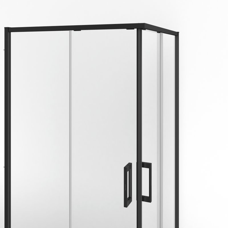 Душевой уголок KERAMA MARAZZI Lindo 100х100 см, профиль матовый черный, стекло прозрачное