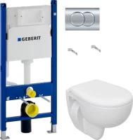 Комплект Унитаз подвесной Seramiksan Natura + Крышка + Инсталляция Geberit Duofix Delta 458.149.21.1 с кнопкой смыва, хром