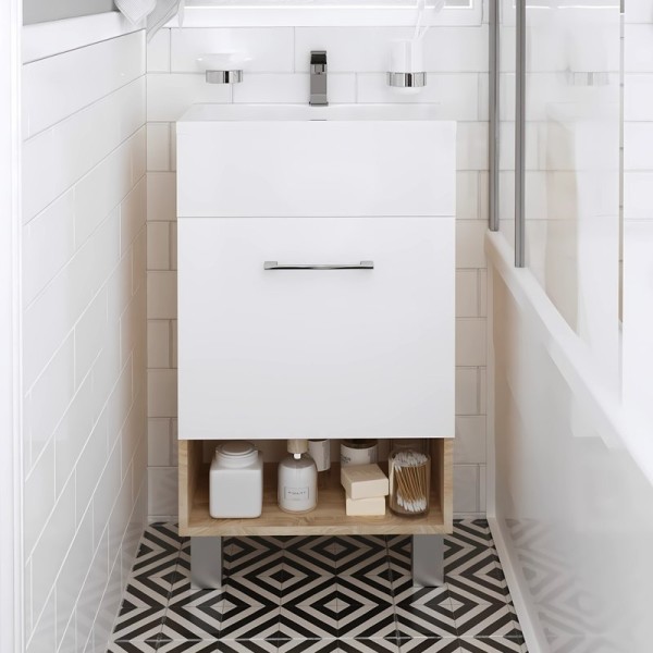 Тумба с раковиной 1MarKa July 50Н напольная, дуб сонома