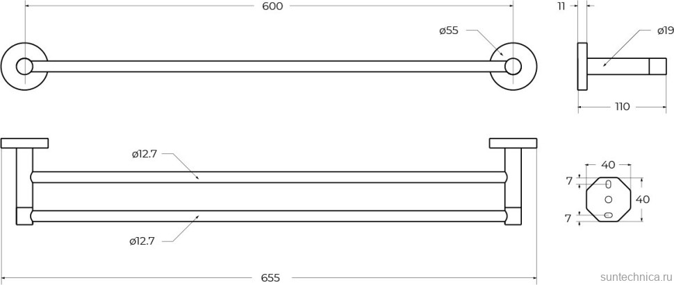 Полотенцедержатель Cezares Relax THD-65-BORO брашированное золото