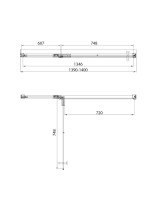 Душевой уголок Veconi Premium Alassio SP G 140х90, профиль брашированное золото, стекло прозрачное