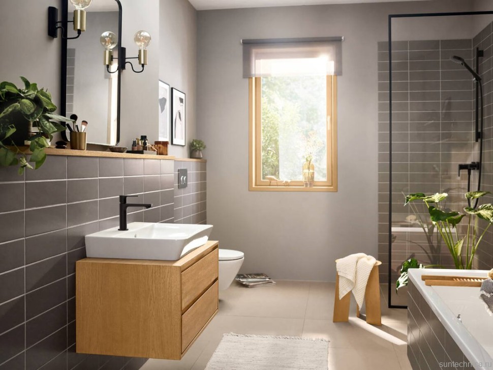 Смеситель для раковины Hansgrohe Rebris E 72557670 с донным клапаном, черный матовый