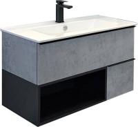 Мебель для ванной комнаты Comforty Франкфурт 90 бетон светлый, белая раковина