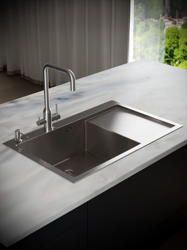 Мойка кухонная РМС MRK-7851L L c дозатором, серый