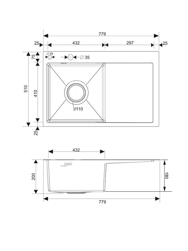 Мойка кухонная РМС MRK-7851L L c дозатором, серый