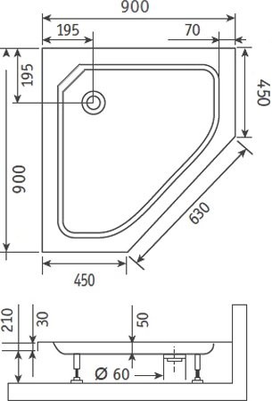 Поддон для душа RGW Style TR 90x90 с сифоном