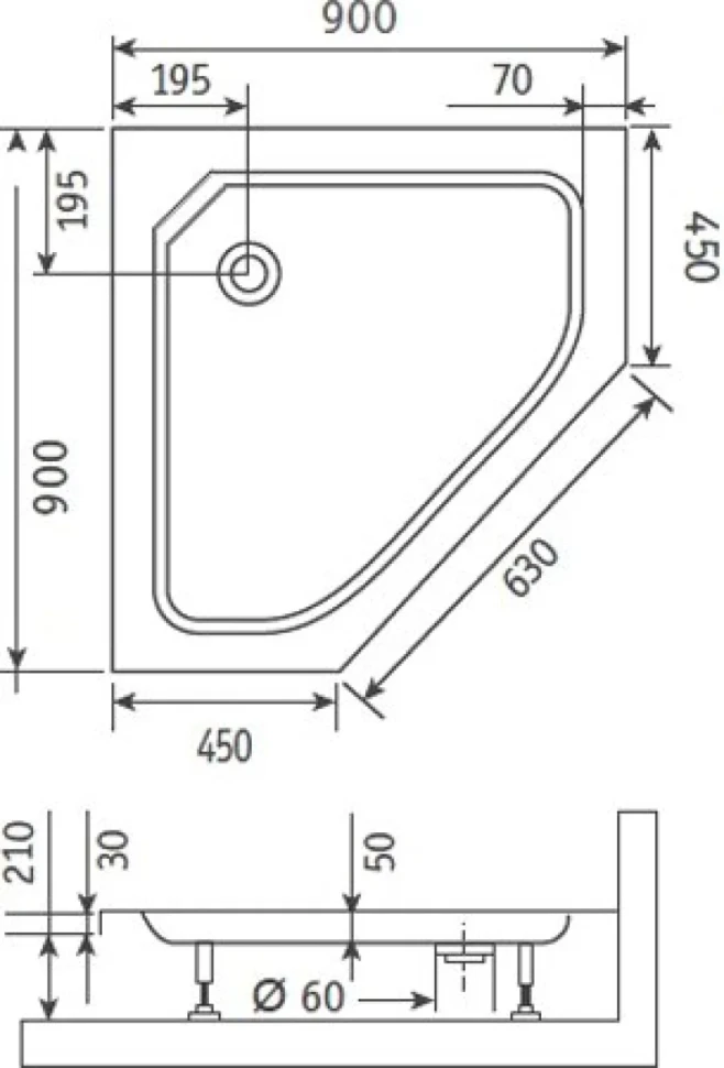 Поддон для душа RGW Style TR 90x90 с сифоном