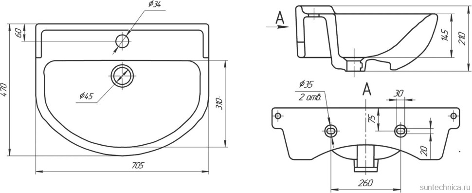 Мебель для ванной комнаты SanStar Июнь 70 раковина Амур