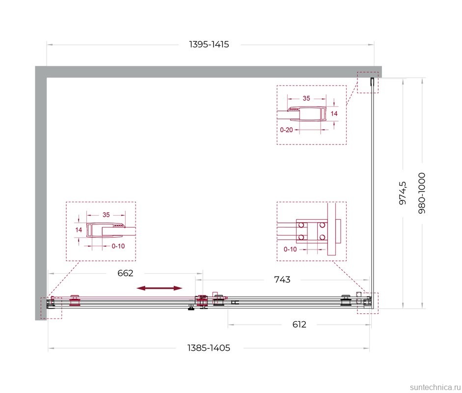 Душевой уголок BelBagno Soft Close-2 AH-1-140/100-C-Cr профиль хром