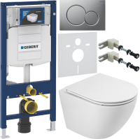 Комплект Унитаз подвесной BelBagno Sfera-r BB046CH-TOR безободковый + Крышка BB870SC с микролифтом + Инсталляция Geberit Duofix UP 320 111.300.00.5 + Кнопка Sigma 01 115.770.JQ.5 лакированная, матовый хром + Крепления 111.815.00.1 к стене + Звукоизоляция