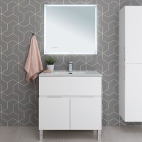 Тумба с раковиной Aquanet Алвита new 80 напольная, белая матовая, с дверками и ящиком