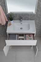 Тумба с раковиной Aquanet Алвита new 80 напольная, белая матовая, с дверками и ящиком