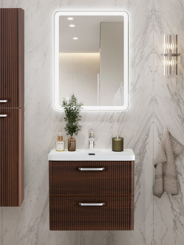 Мебель для ванной комнаты BelBagno Due 50 ручки хром полированный, noce