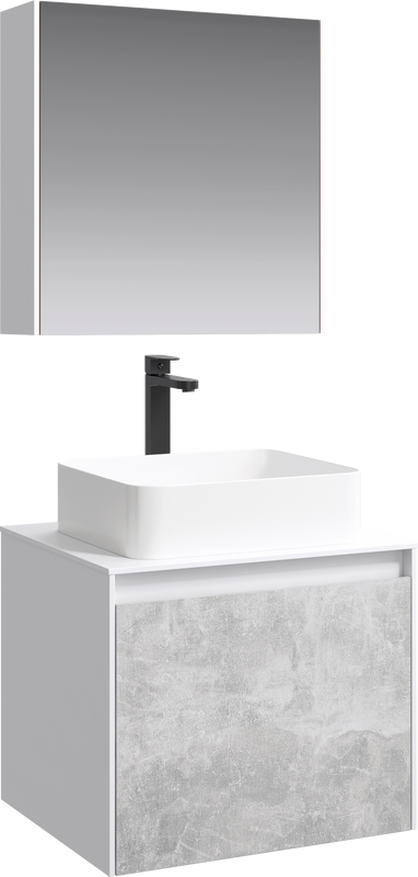 Мебель для ванной комнаты Aqwella 5 stars Mobi 60 белая, бетон светлый