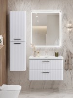 Тумба с раковиной BelBagno Due 80 ручки матовый атласный никель, bianco lucido
