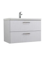 Тумба с раковиной BelBagno Due 80 ручки матовый атласный никель, bianco lucido