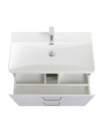 Тумба с раковиной BelBagno Due 80 ручки матовый атласный никель, bianco lucido