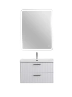 Тумба с раковиной BelBagno Due 80 ручки матовый атласный никель, bianco lucido