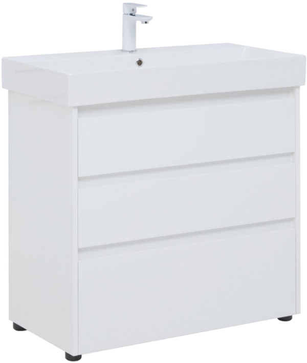 Тумба под раковину Aquanet Nova Lite 85 напольная, белая, 3 ящика
