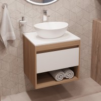 Тумба с раковиной Teymi Ritta 55 дуб эврика, матовая белая, раковина Lori 40