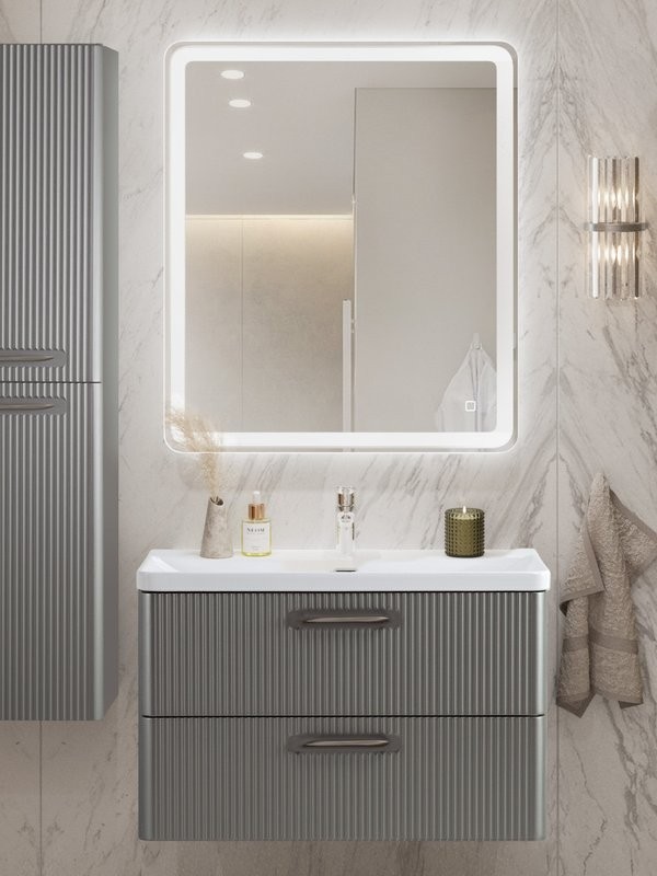 Мебель для ванной комнаты BelBagno Due 80 ручки сатиновый никель, сатин