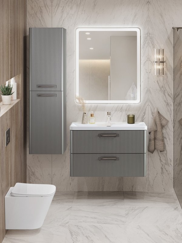 Мебель для ванной комнаты BelBagno Due 80 ручки сатиновый никель, сатин