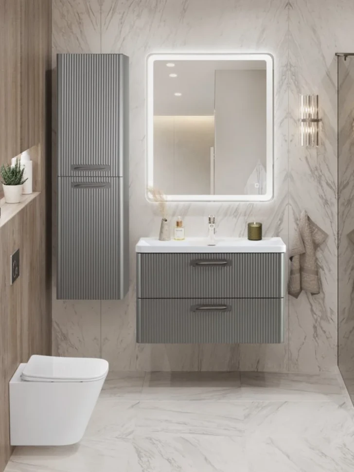 Мебель для ванной комнаты BelBagno Due 80 ручки сатиновый никель, сатин