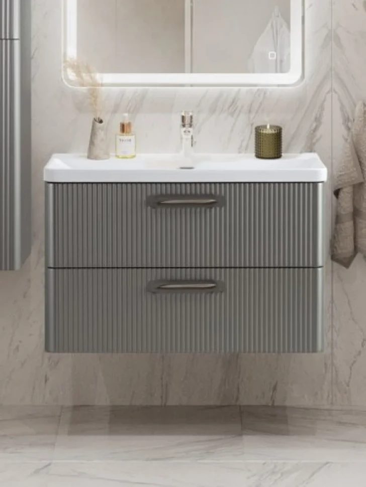 Мебель для ванной комнаты BelBagno Due 80 ручки сатиновый никель, сатин