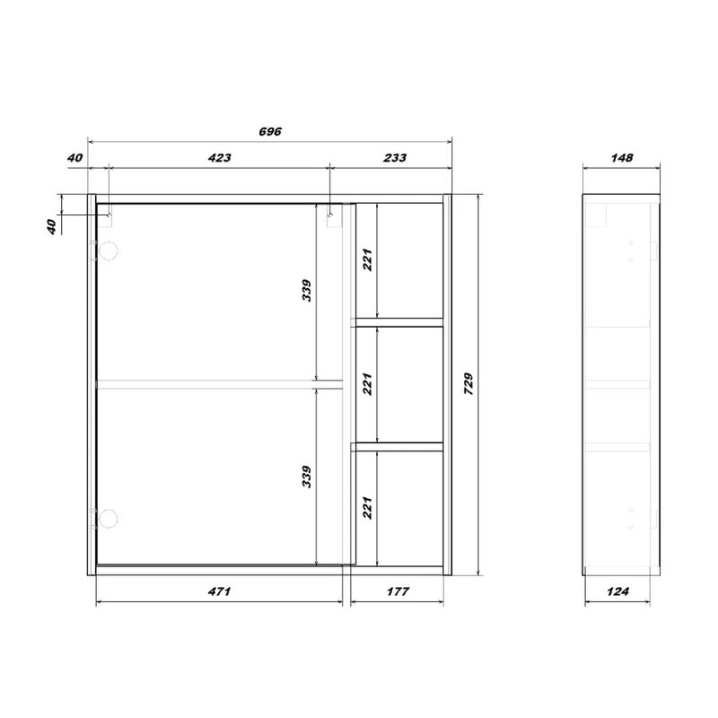 Мебель для ванной комнаты SanStar Diva 70 дуб вотан, графит софт, раковина Миранда 70