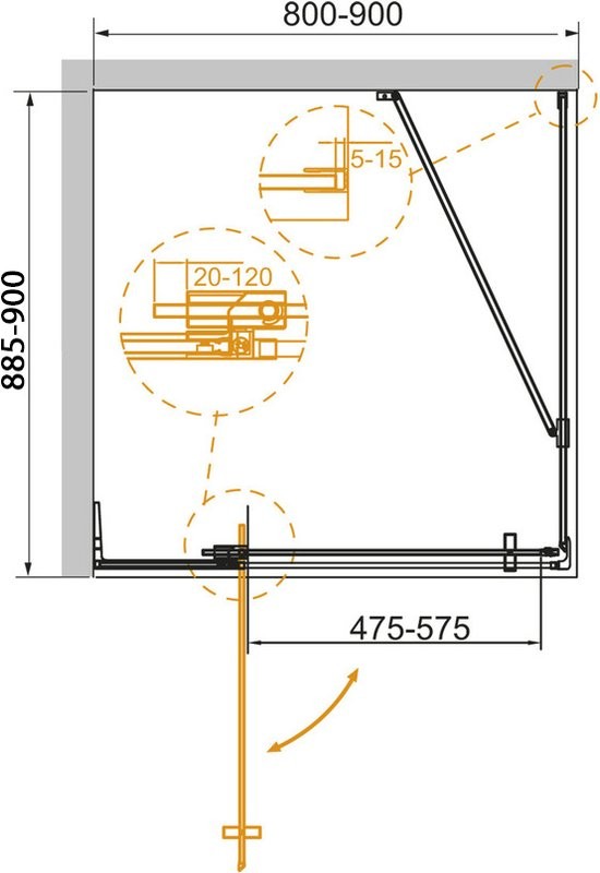 Душевой уголок Cezares Slider AH 1 80/90 90 C Cr