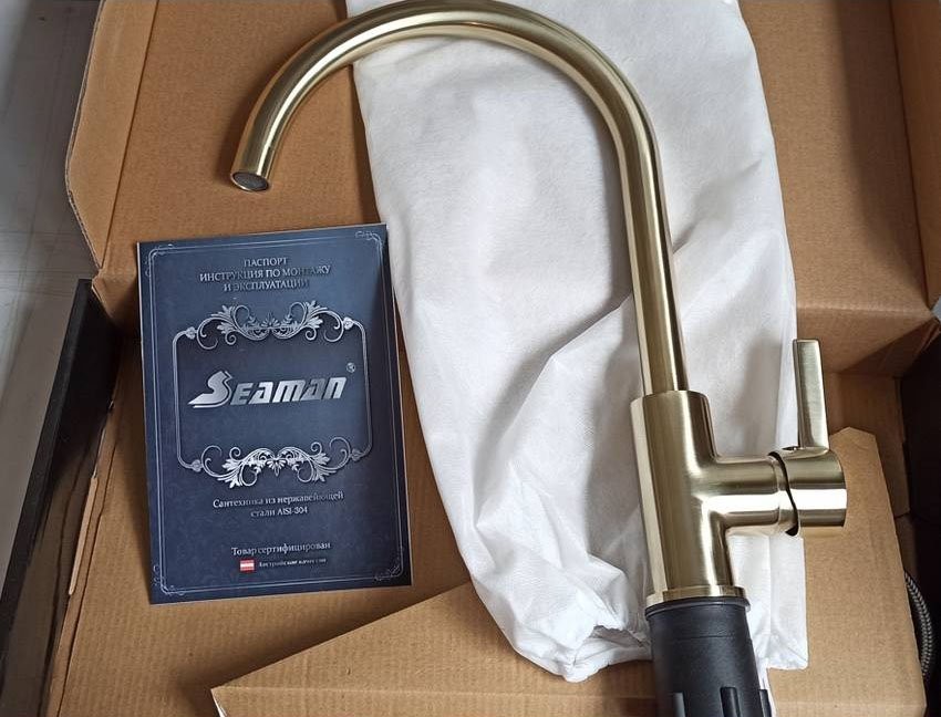 Смеситель для кухни Seaman Barcelone SSL-5815 light gold