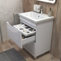 Тумба с раковиной Vigo Grani 60 напольная, 2 ящика, белая, раковина Como 60