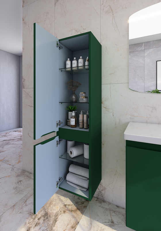 Шкаф-пенал для ванной Caprigo Forte 35 L бутылочное стекло