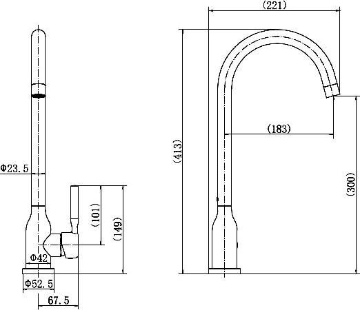 Смеситель для кухни Fashun A54022 хром, ручка черная
