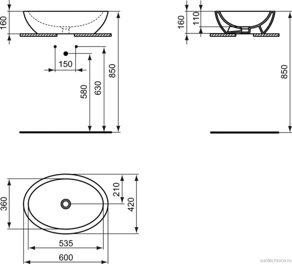 Накладная раковина Ideal Standard Strada K078401 60 см