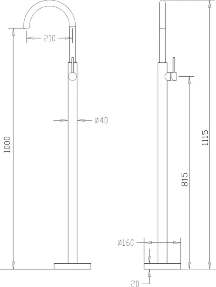 Напольный смеситель для раковины Abber Wasser Kreis AF8141B С ВНУТРЕННЕЙ ЧАСТЬЮ, черный